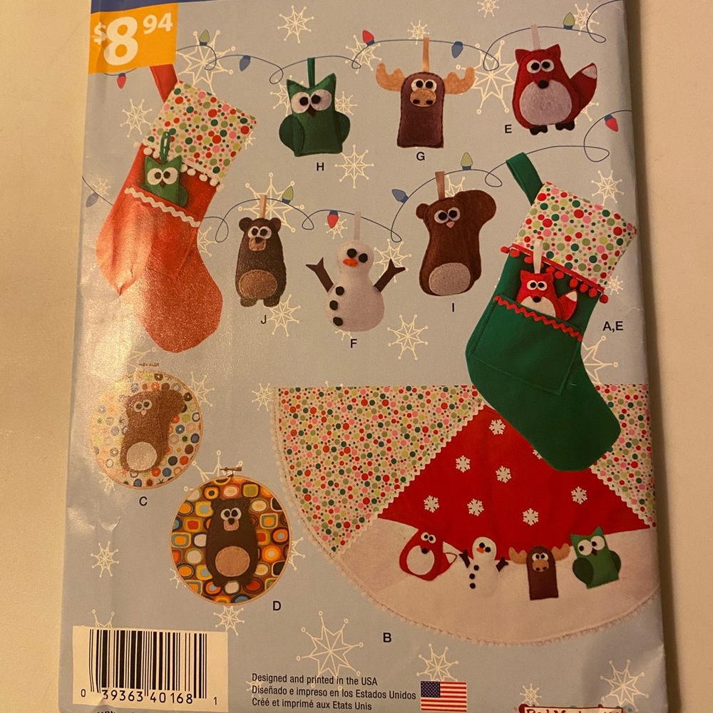 Easy Sewing Pattern for Christmas Decorations- Simplicity W0168 (1516)